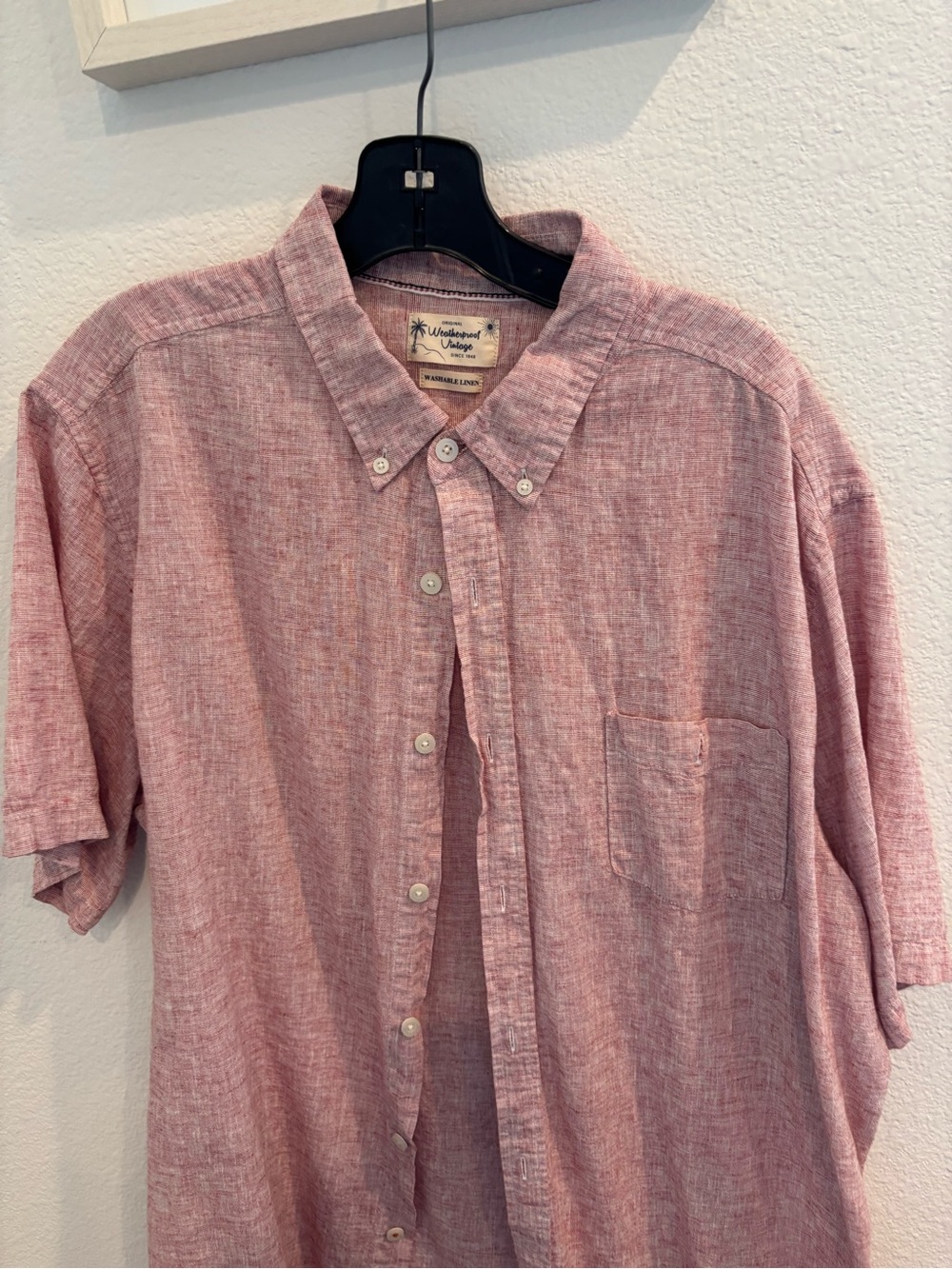 Weatherproof Vintage Pink Short Sleeve Button-Down Shirt
